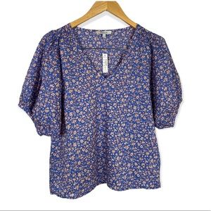 NWT Madewell V-Neck Puff-sleeve top in summer vines